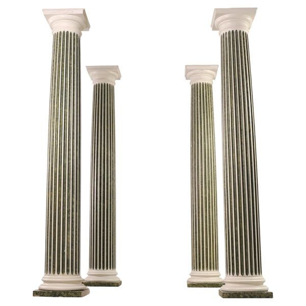 Set of Four Monumental Faux Marble Neoclassical Columns 10 Ft.