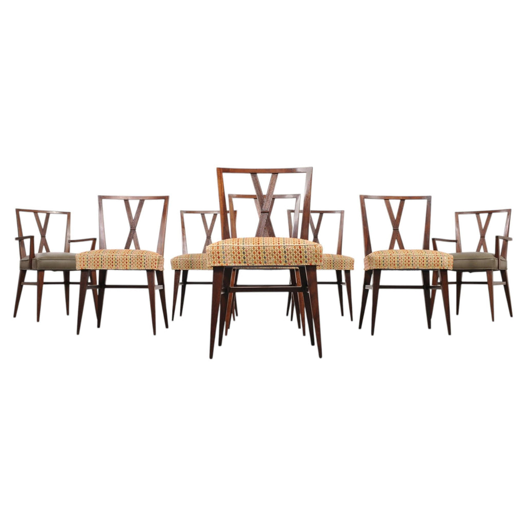 Set of Eight Tommi Parzinger X-Back Mahogany Dining Chairs