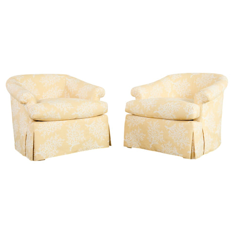 Pair of A. Rudin Attributed White Coral Over Butter Club Chairs