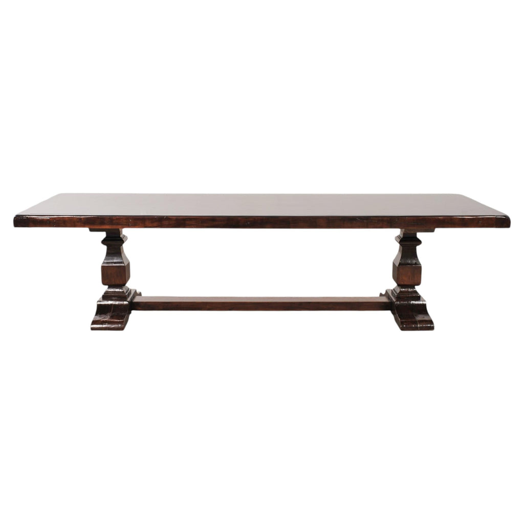 Country Italian Provincial Oak Farmhouse Trestle Dining Table 10 Ft