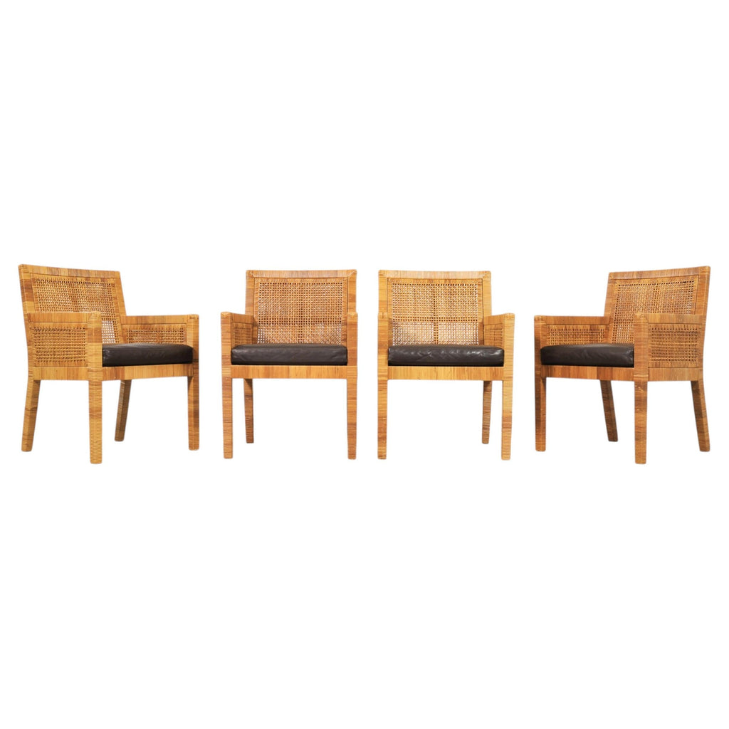 Set of Four Billy Baldwin for Bielecky Cane Dining Armchairs
