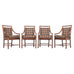 Set of Four McGuire Rattan Target Upholstered Dining Armchairs