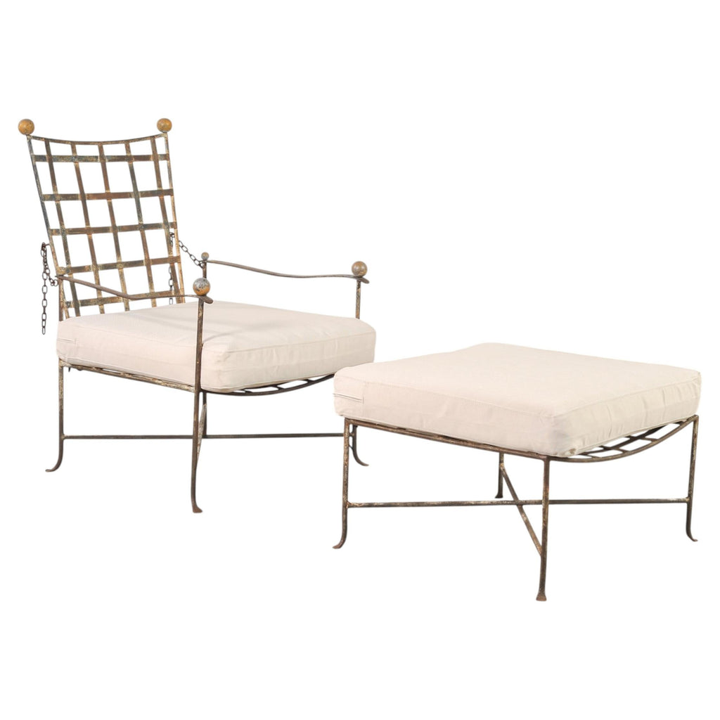 Mario Papperzini Amalfi Iron Garden Lounge Chair + Ottoman