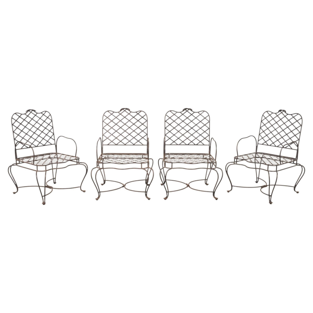 Set of Four Rose Tarlow Style Twig Iron Garden Dining Armchairs