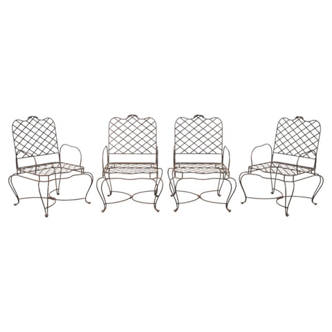 Set of Four Rose Tarlow Style Twig Iron Garden Dining Armchairs