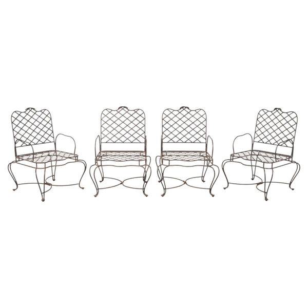Set of Four Rose Tarlow Style Twig Iron Garden Dining Armchairs