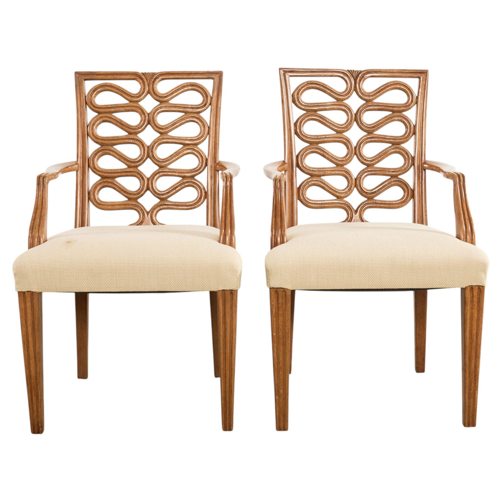 Pair of Dessin Fournir Ribbon-Back Oak Dining Armchairs
