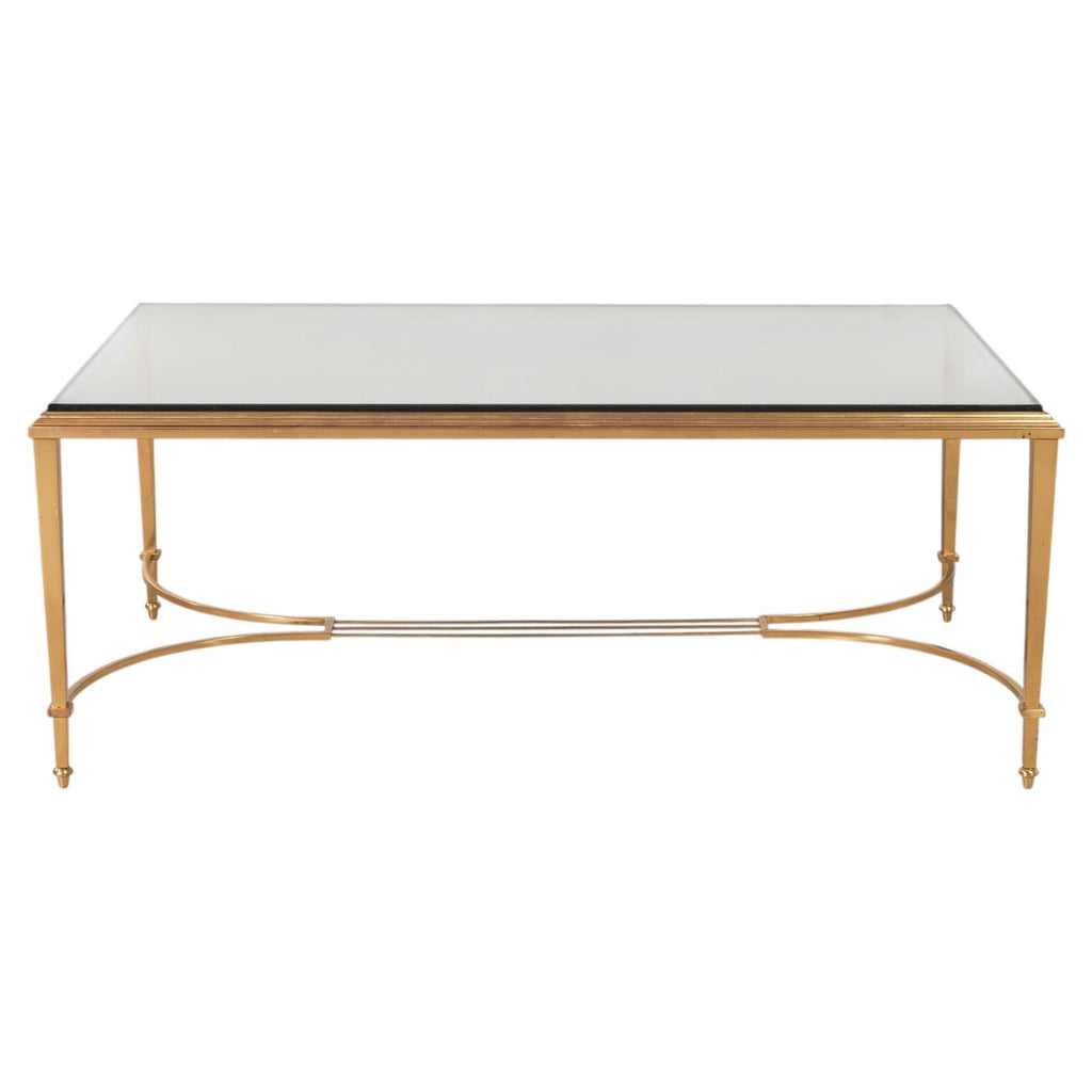 Maison Jansen Style Neoclassical Bronze Glass Cocktail Table