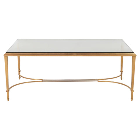 Maison Jansen Style Neoclassical Bronze Glass Cocktail Table