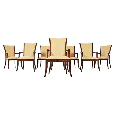 Set of Eight French Art Deco Style Macassar Ebony Dining Chairs