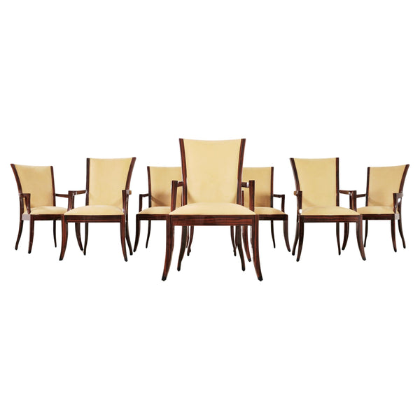 Set of Eight French Art Deco Style Macassar Ebony Dining Chairs