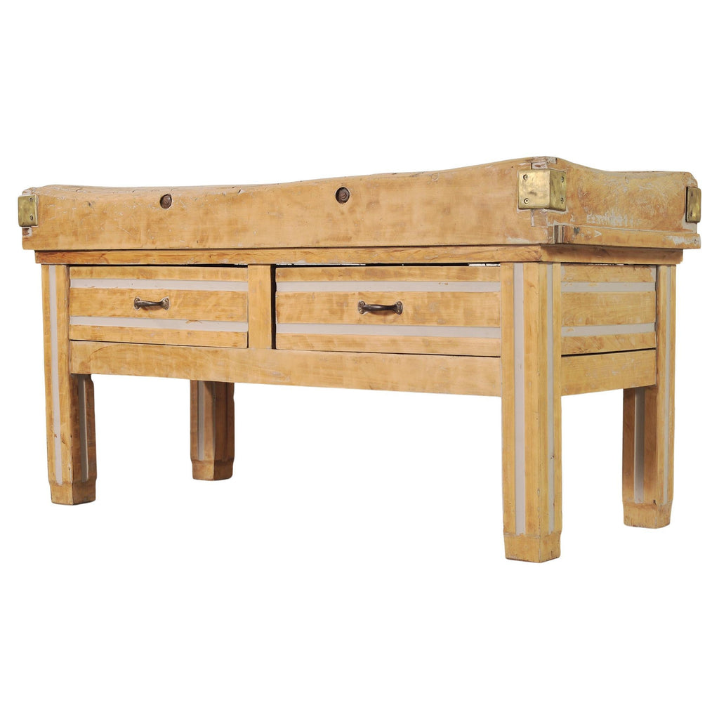 French Provincial Maple Butcher's Block Boucherie Worktable 5 Ft