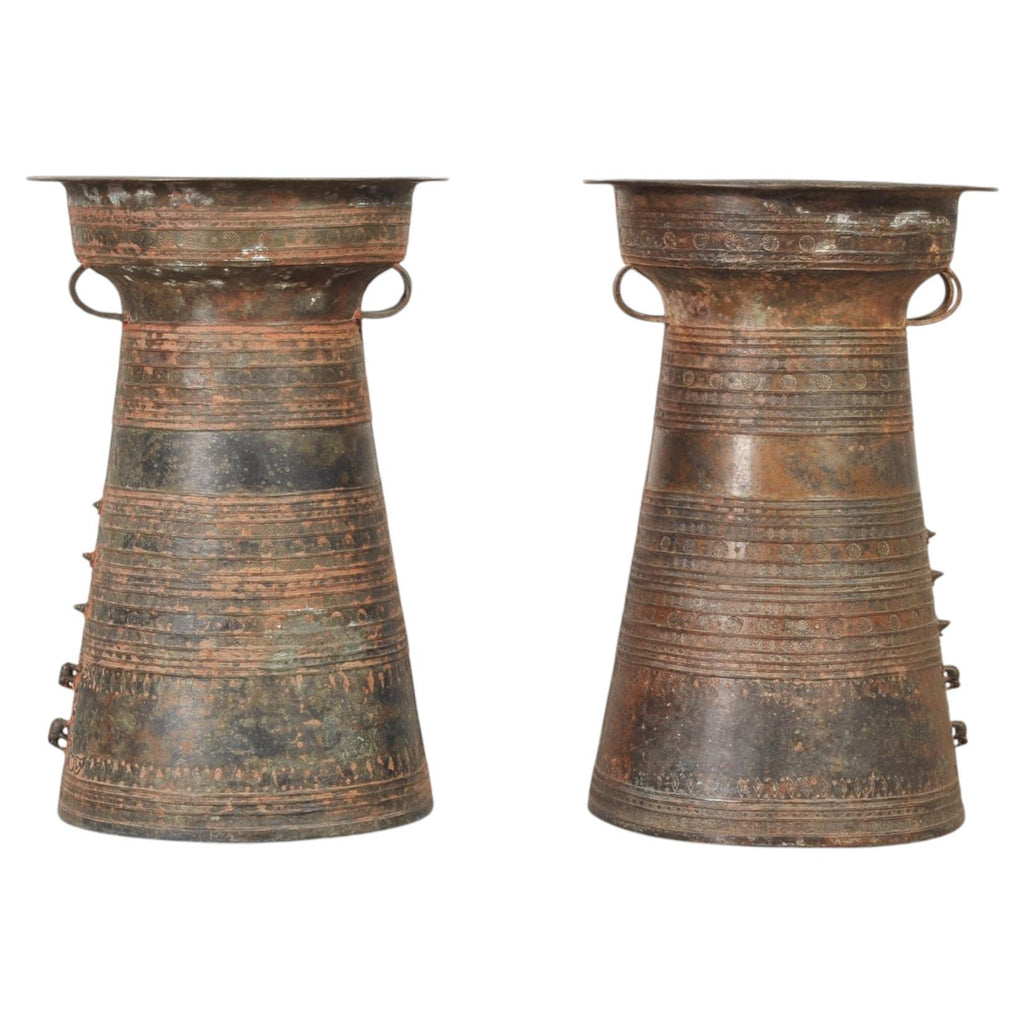 Pair of Southeast Asian Bronze Rain Drum Drinks Tables