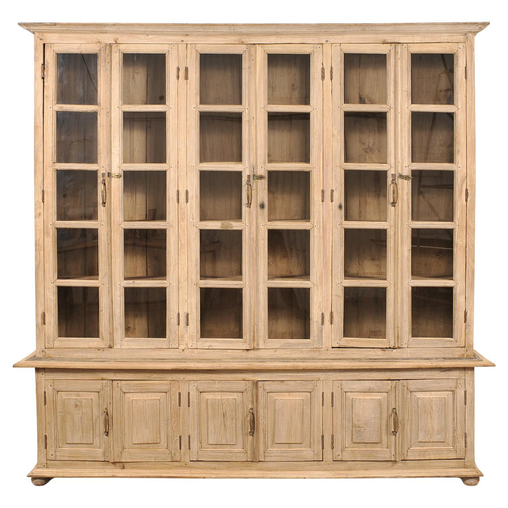 Country French Bleached Oak Bookcase Bibliotheque Cabinet 8 Ft
