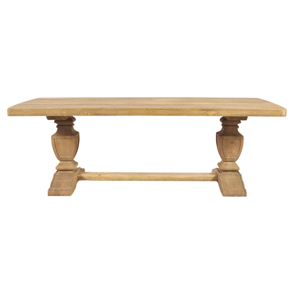 Country Italian Provincial Stripped Oak Trestle Dining Table 7 Ft