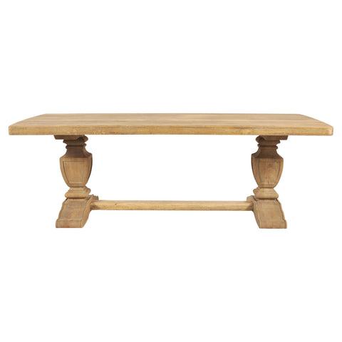 Country Italian Provincial Stripped Oak Trestle Dining Table 7 Ft