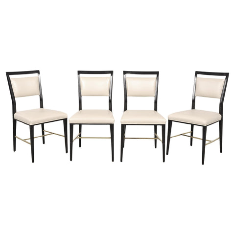 Set of Four Paul McCobb "Irwin" Mahogany Brass Dining Chairs