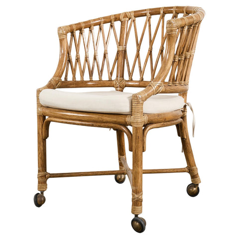 McGuire Organic Modern Rattan Barrel-Back Dining Chair