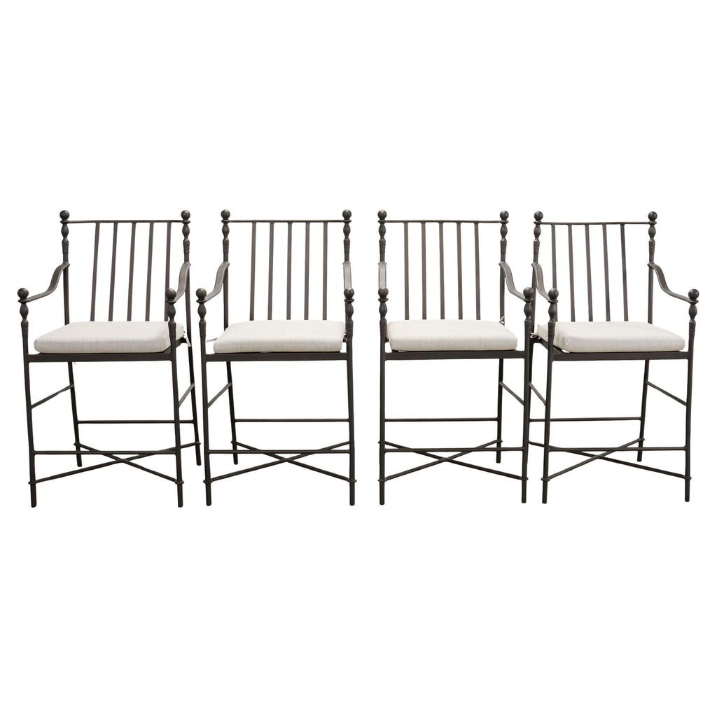 Set of Four Michael Taylor Montecito Bronzed Garden Counter Barstools