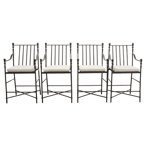 Set of Four Michael Taylor Montecito Bronzed Garden Counter Barstools