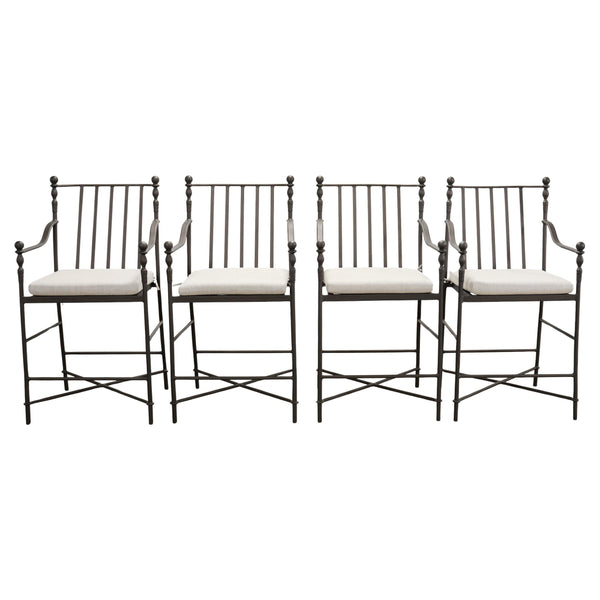 Set of Four Michael Taylor Montecito Bronzed Garden Counter Barstools