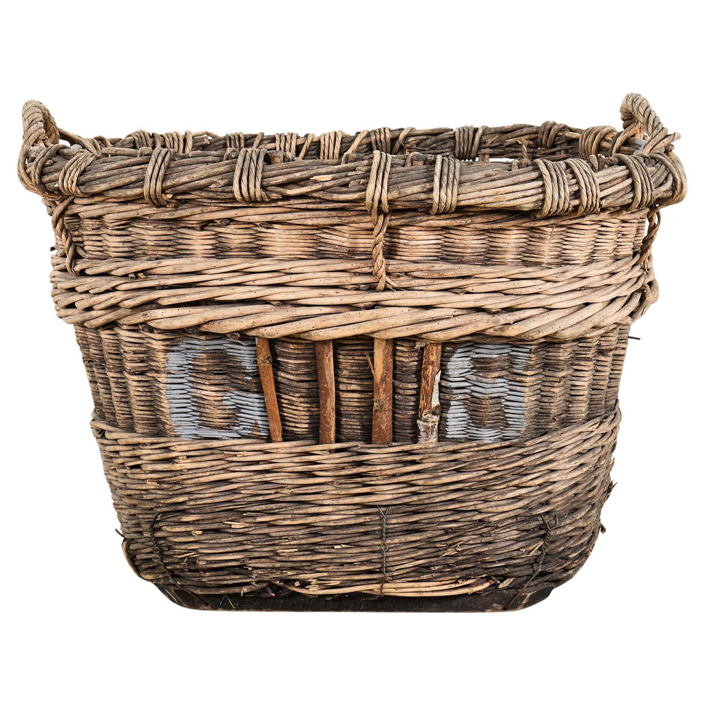 Large Rustic French Provincial Wine Harvest Basket