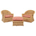Pair of Bielecky Brothers Rattan Wicker Lounge Chairs + Ottoman