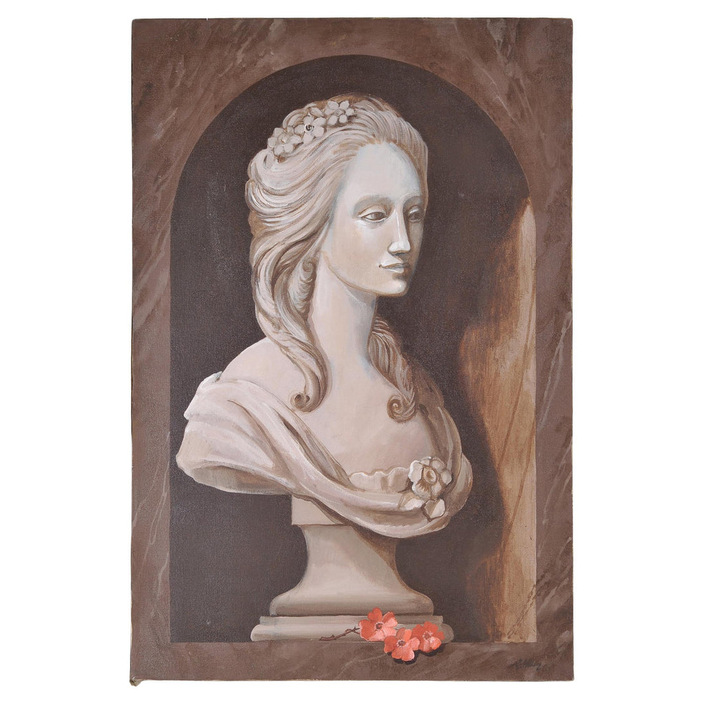 William Skilling "Bust of a Lady" Oil on Canvas Painting 3' Ft