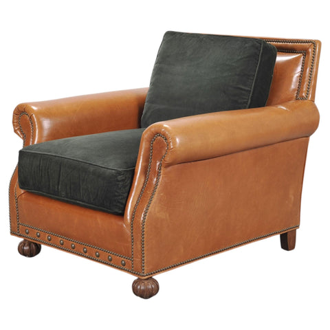 Ralph Lauren Italian Aran Isles Leather Mahogany Club Chair