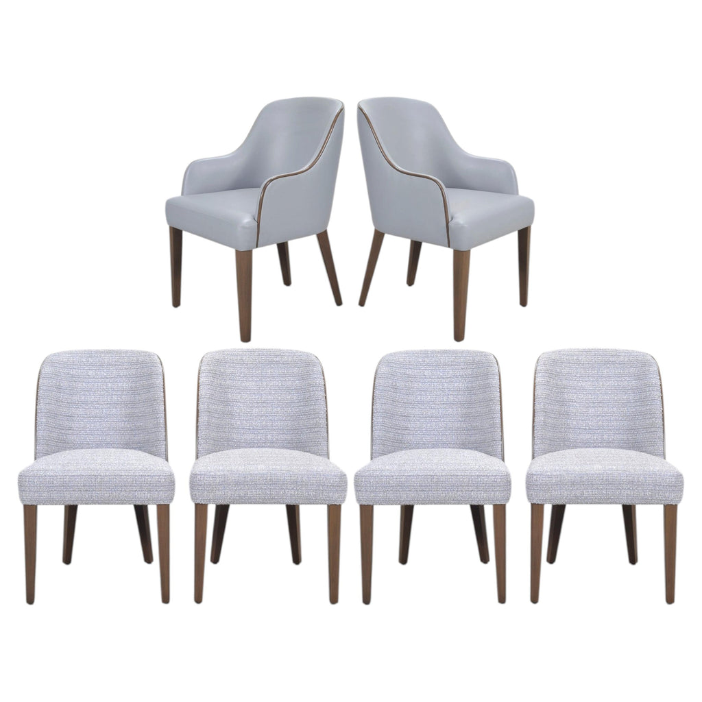 Set of Six A. Rudin No. 807 Walnut Bouclé Gondola Dining Chairs