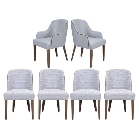 Set of Six A. Rudin No. 807 Walnut Bouclé Gondola Dining Chairs