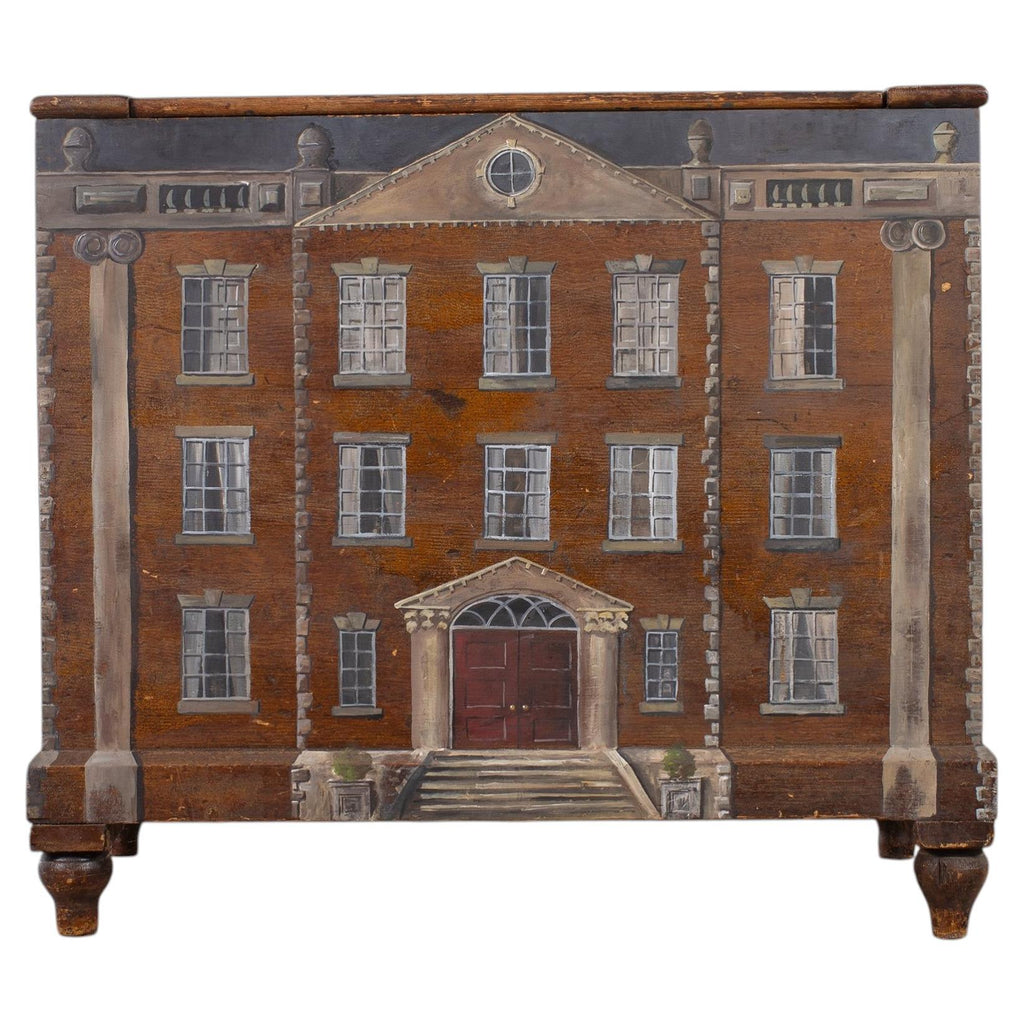Country English Painted Pine Trunk with Georgian House Facade
