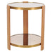 Ralph Lauren Dalton Side Drink Table Brass Leather and Glass