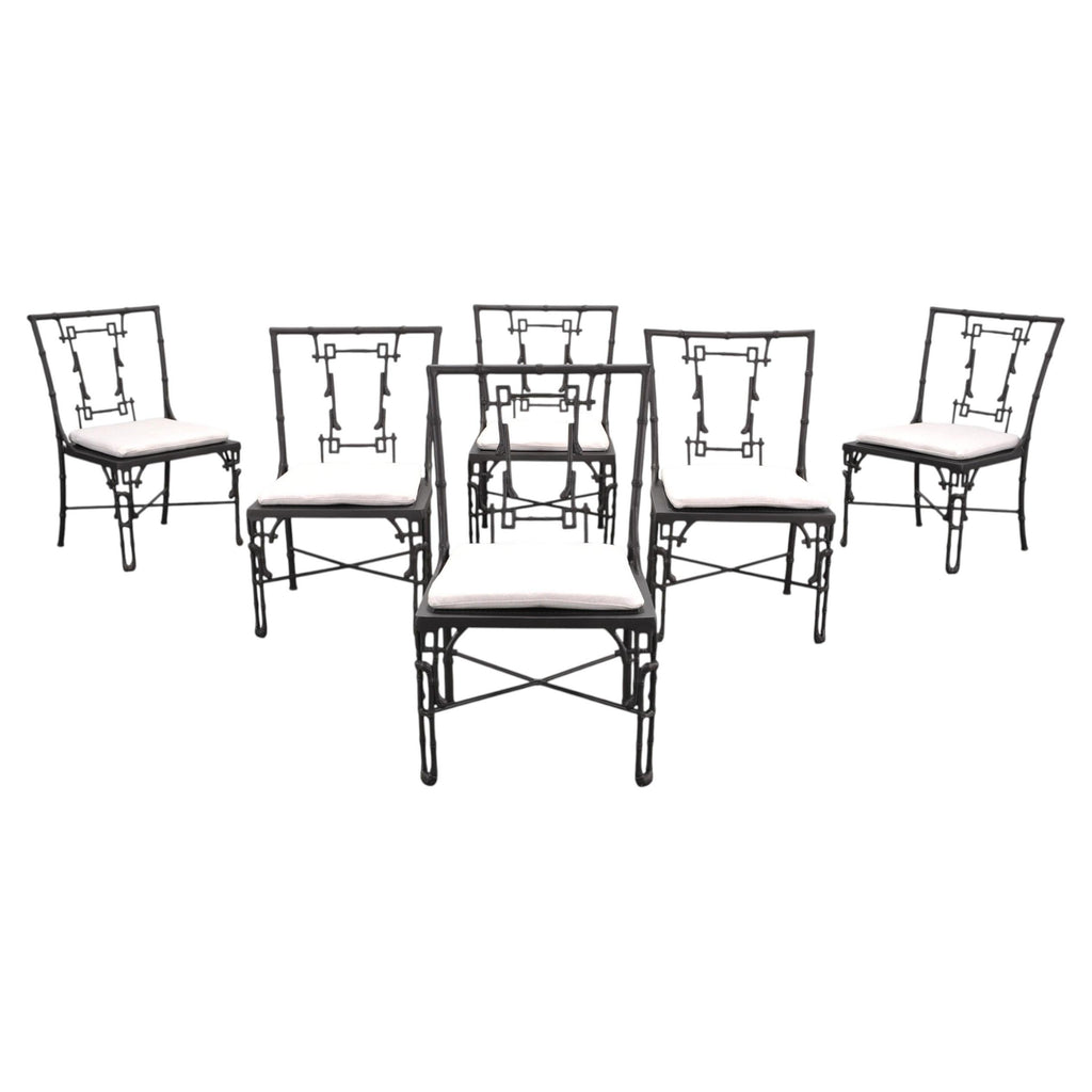 Set of Six Michael Taylor Bronzed Bamboo Garden Dining Chairs