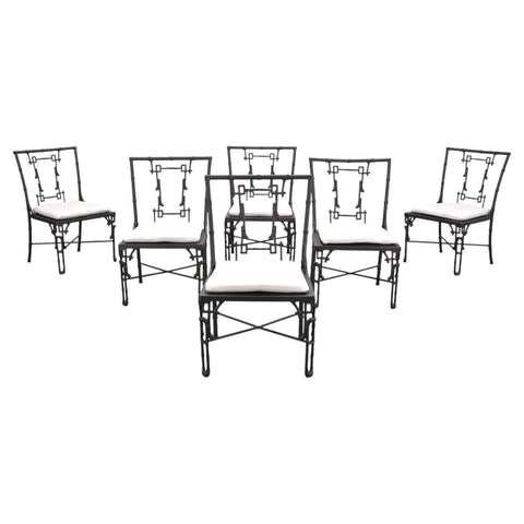 Set of Six Michael Taylor Bronzed Bamboo Garden Dining Chairs