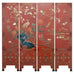 Chinese Export Four Panel Red Lacquered Chinoiserie Gilt Screen