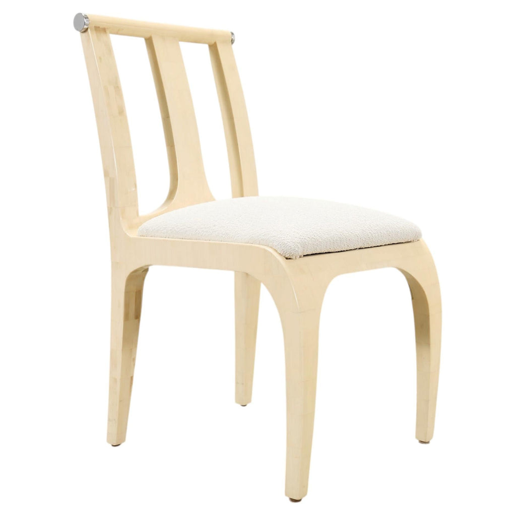 Enrique Garcel Colombian Tessellated Bone Chair with Bouclé
