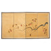 Japanese Showa Four Panel Screen Persimmon Branch in Snow