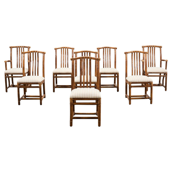 Set of Eight McGuire Organic Modern Rattan Dining Chairs