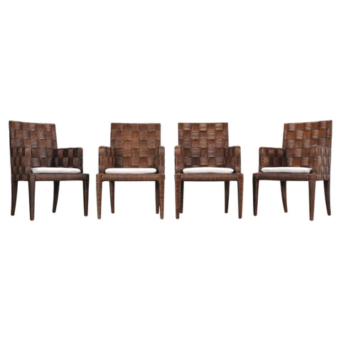 Set of Four John Hutton for Donghia Block Island Cane Armchairs
