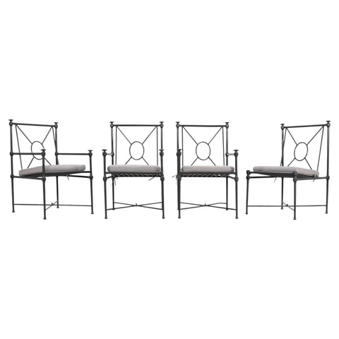 Set of Four RH Catalina Aluminum Patio Garden Dining Armchairs