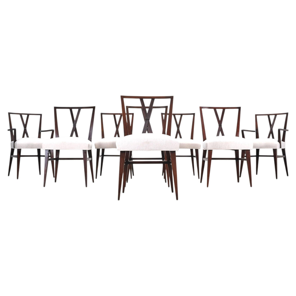 Set of Eight Tommi Parzinger X-Back Mahogany Dining Chairs