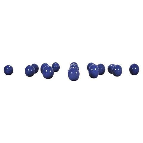 Set of Blue Glazed Ceramic Garden Egg Sculptures after Jun Kaneko
