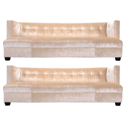 Pair of Velvet Dumont Sofas by Mitchell Gold + Bob Williams