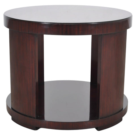 Ralph Lauren Italian Mahogany Round Modern Drum Drink Table