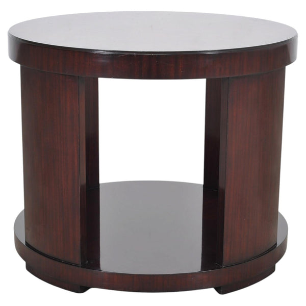 Ralph Lauren Italian Mahogany Round Modern Drum Drink Table