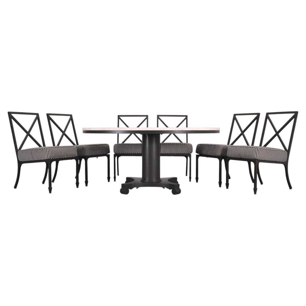 McKinnon and Harris Stone Top Dining Table and Six Dining Chairs