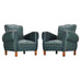 Pair of 20th Century French Art Deco Period Green Club Chairs