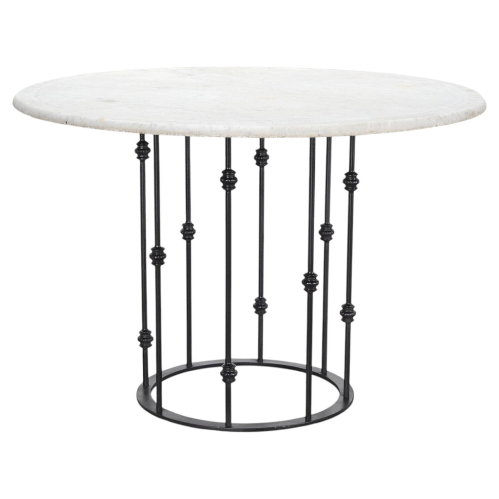 Italian Round Iron Carrara Marble Center or Garden Table