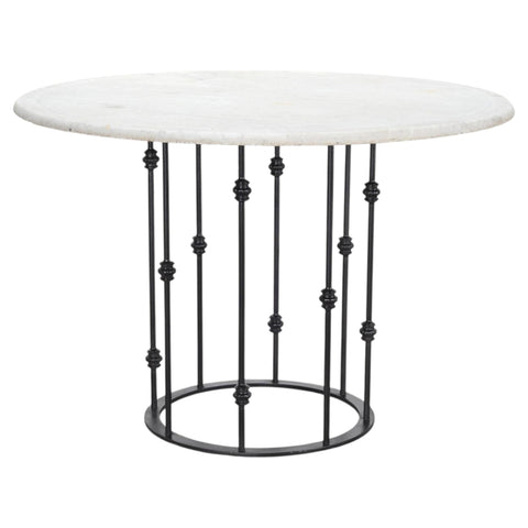 Italian Round Iron Carrara Marble Center or Garden Table